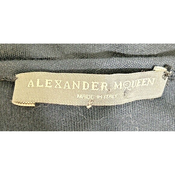 Designer Alexander McQueen Crew Neck Knee Length Navy Dress Size 42 US Size 6 - Picture 8 of 13